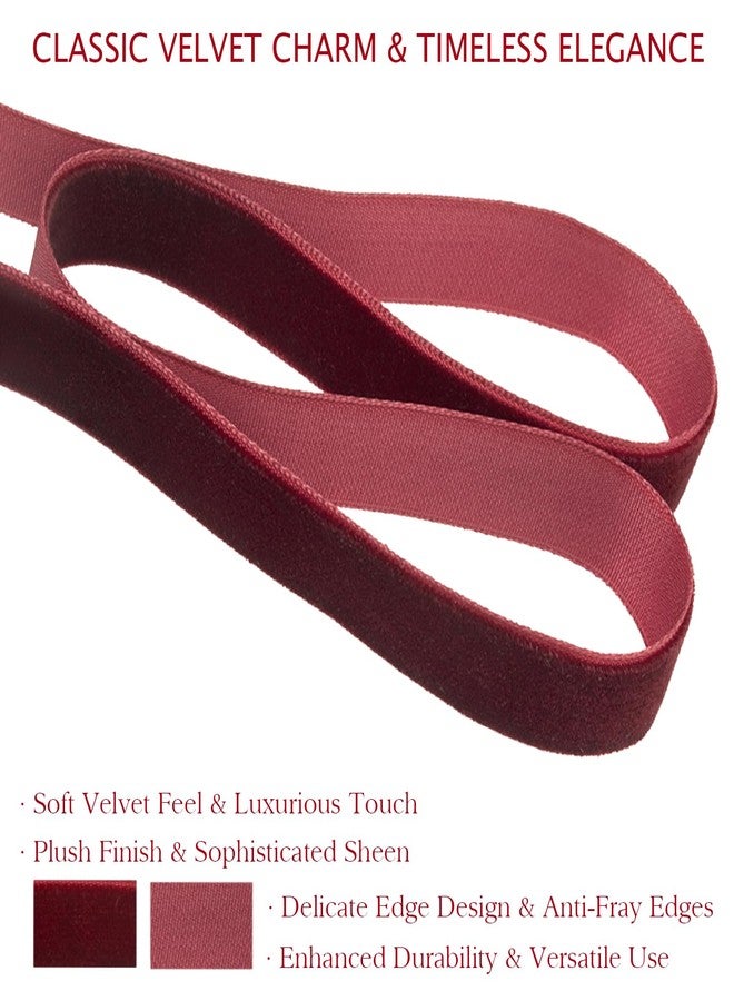 Mlurcu Burgundy Velvet Ribbon 5/8 Inch 25 Yards Vintage Maroon Thin Velvet Ribbon for Christmas Tree Ornaments, Gift Wrapping, Garland & Wreath Bows Making, Sewing Trim, Crafts, Wedding & Home Decor - Image 3
